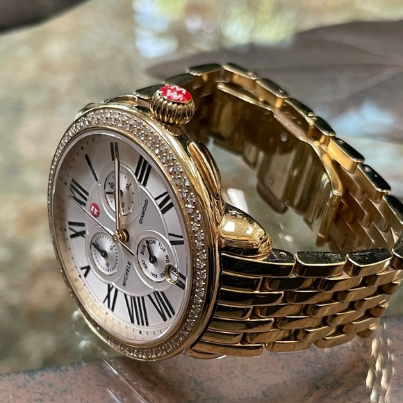 Michele Limited Edition Serein Gold Diamond Bezel Watch w/ Mother Of Pearl Dial - Picture 4 of 6